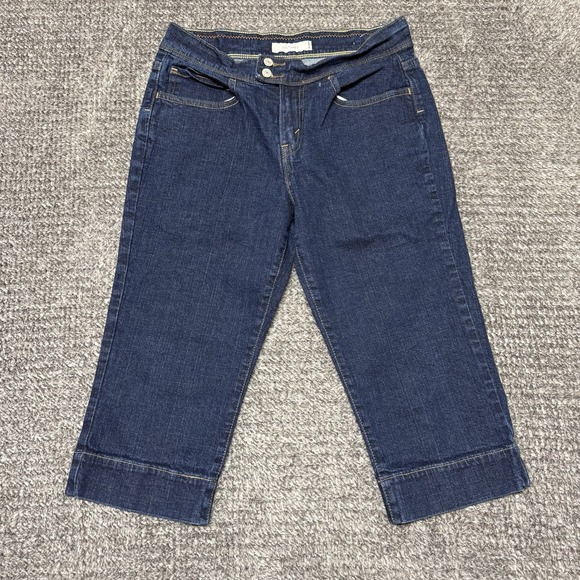Levi's Jeans 515 Capri Cuffed Size 10 Dark Blue Wash Stretch Mid-Rise Women's - Picture 2 of 8
